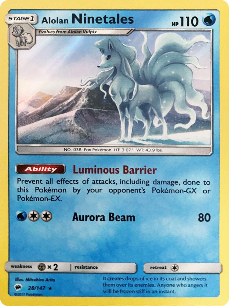 Alolan Ninetales - 28/147 (Water Web Holo) - Miscellaneous Cards & Products