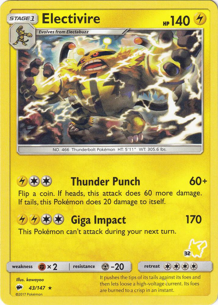 Electivire- (#32 Pikachu Stamped)
