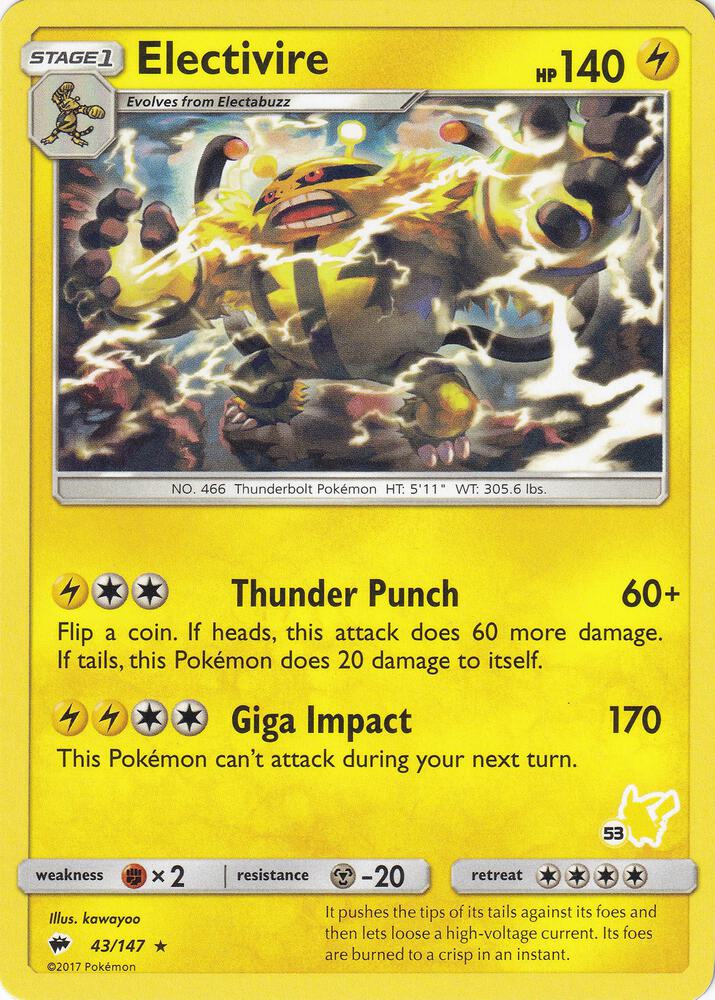 Electivire (#53 Pikachu Stamped)