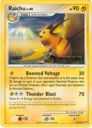 Raichu - 27/99 (Prerelease) [Staff] - Nintendo Promos