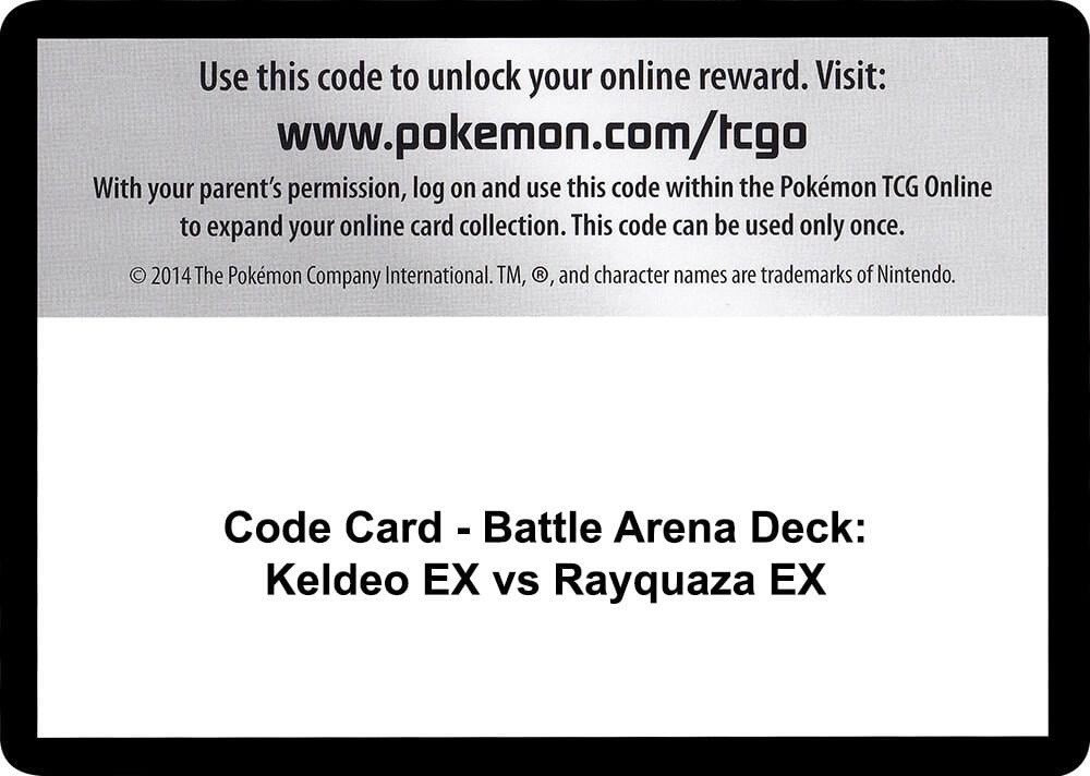 Code Card - Battle Arena Deck: Keldeo EX vs Rayquaza EX