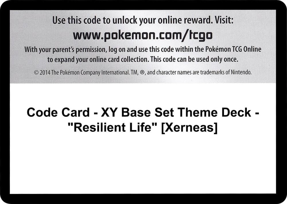 Code Card - XY Base Set Theme Deck - "Resilient Life" [Xerneas]