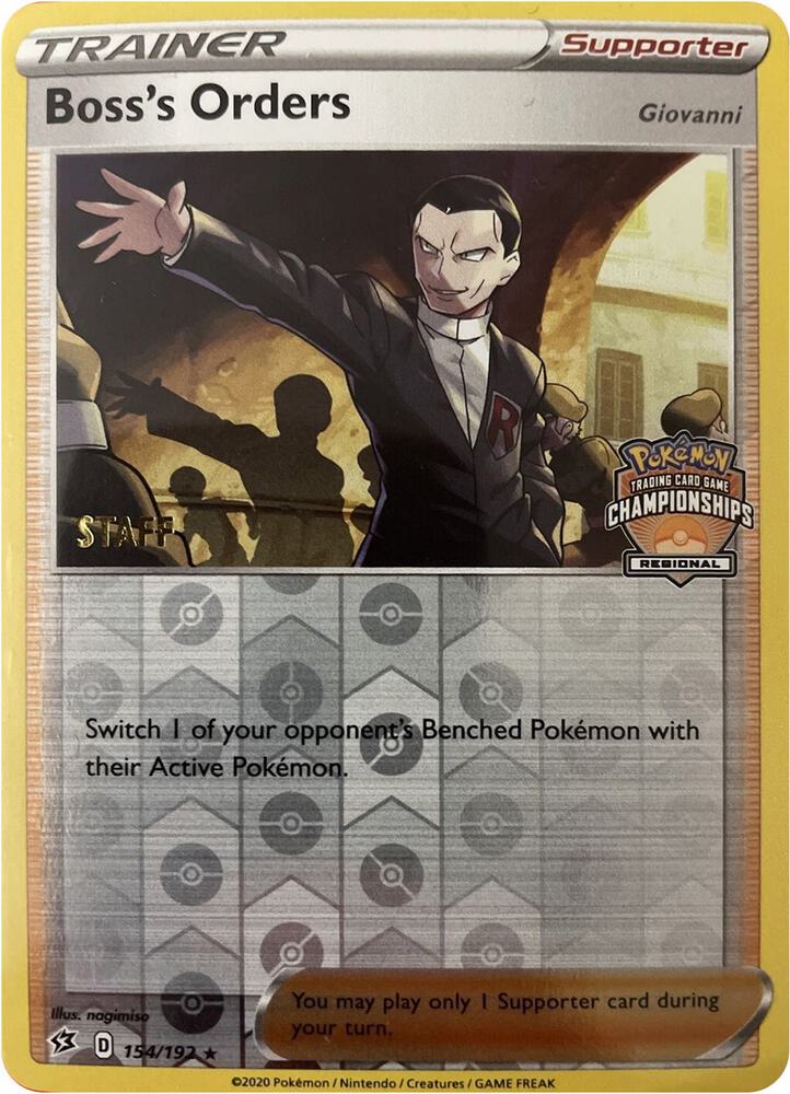 Boss's Orders - 154/192 (Regional Championships) [Staff] - League & Championship Cards