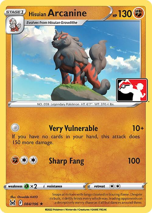 Hisuian Arcanine - 084/196 - Prize Pack Series Cards
