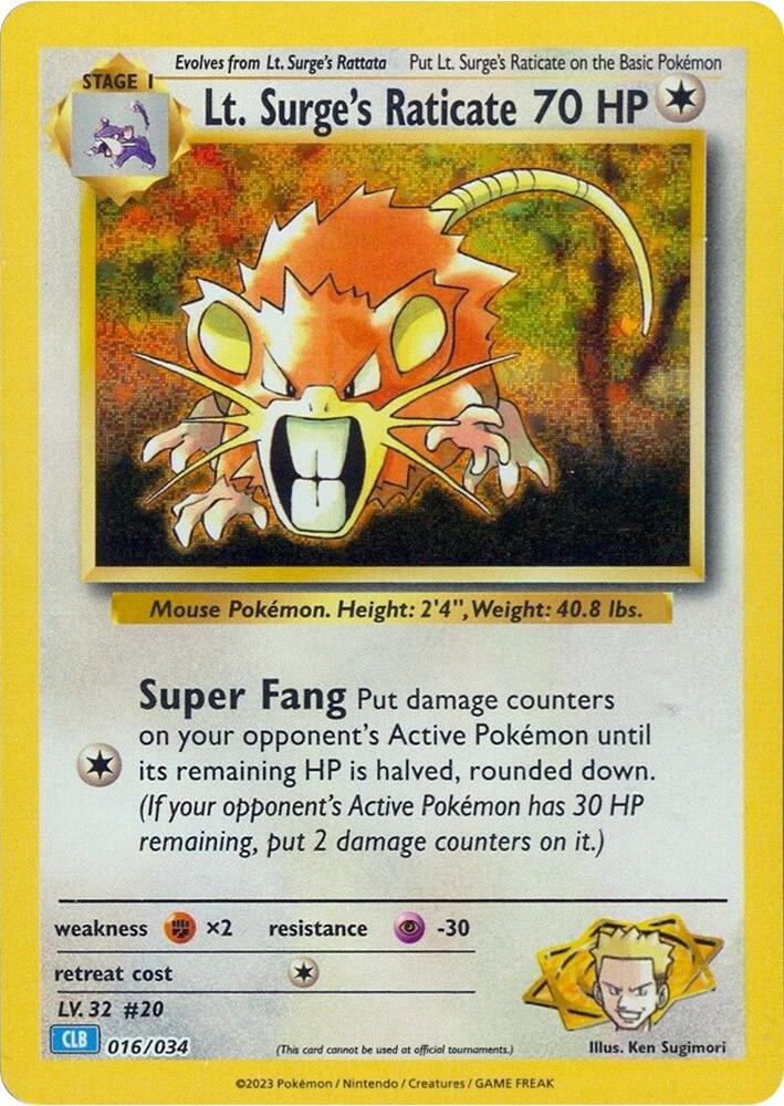 Lt. Surge's Raticate - Trading Card Game Classic