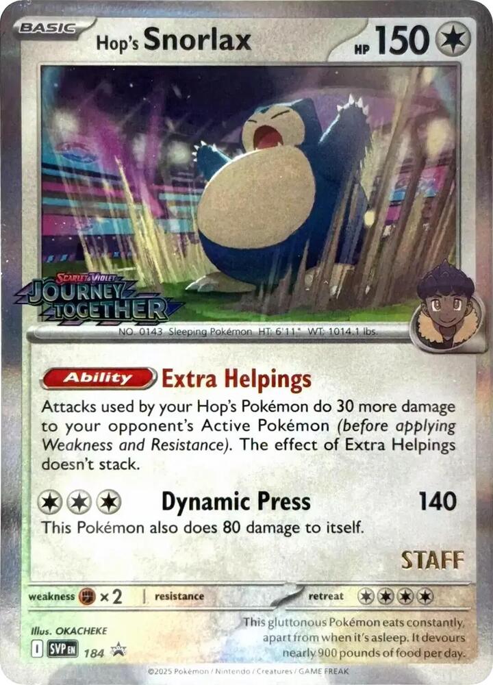 Hop's Snorlax (Prerelease) [Staff]
