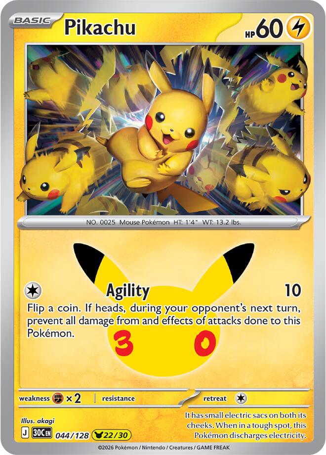 Pikachu - 044/128 - ME: 30th Celebration