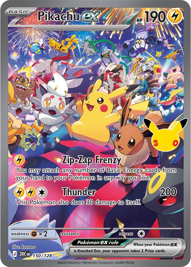 Pikachu ex - 150/128 - ME: 30th Celebration