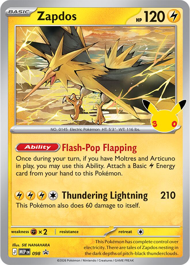Zapdos - 098 (30th Celebration) - ME: Mega Evolution Promo
