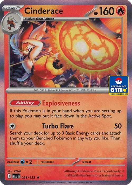 Cinderace - 028/132 (GYM) - Southeast Asia Exclusives