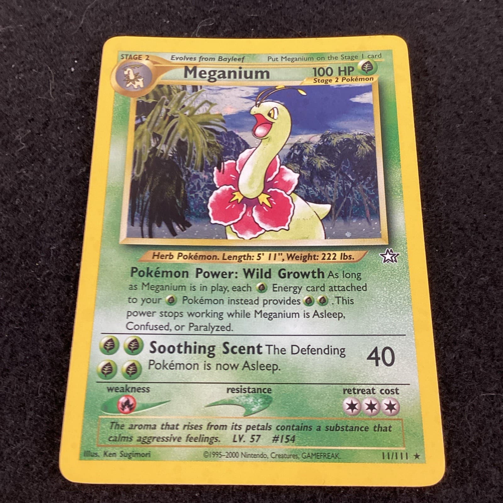 Meganium 11/111 Neo Genesis Pokemon TCG Card Holo Rare Vintage 2000 Excellent