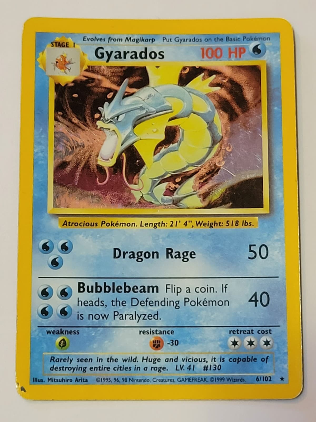 Gyarados -Holofoil- BASE SET Unlimited Rare Holo Pokemon MP