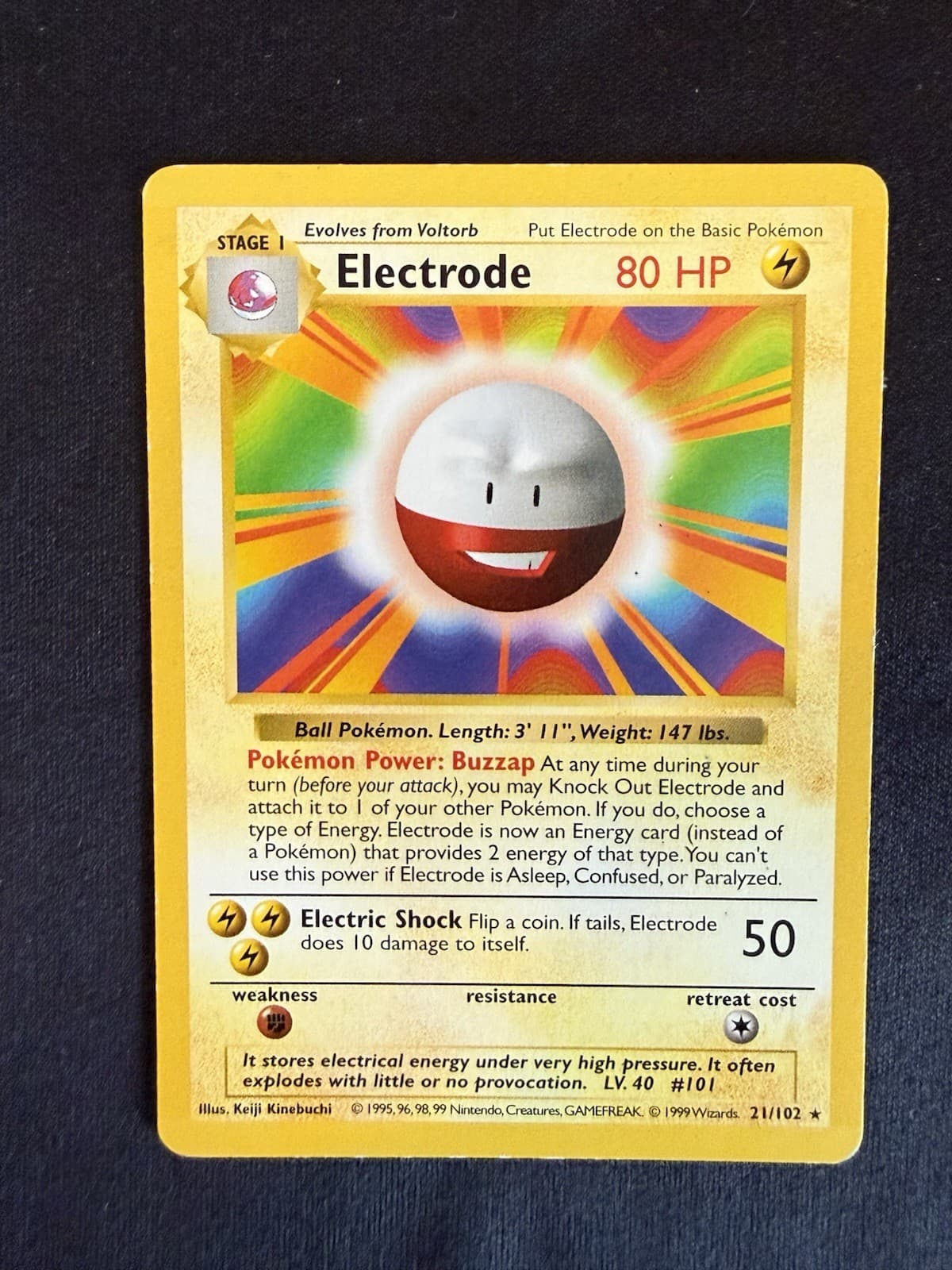 Electrode 21/102 Shadowless MP Base Set Vintage Pok?mon