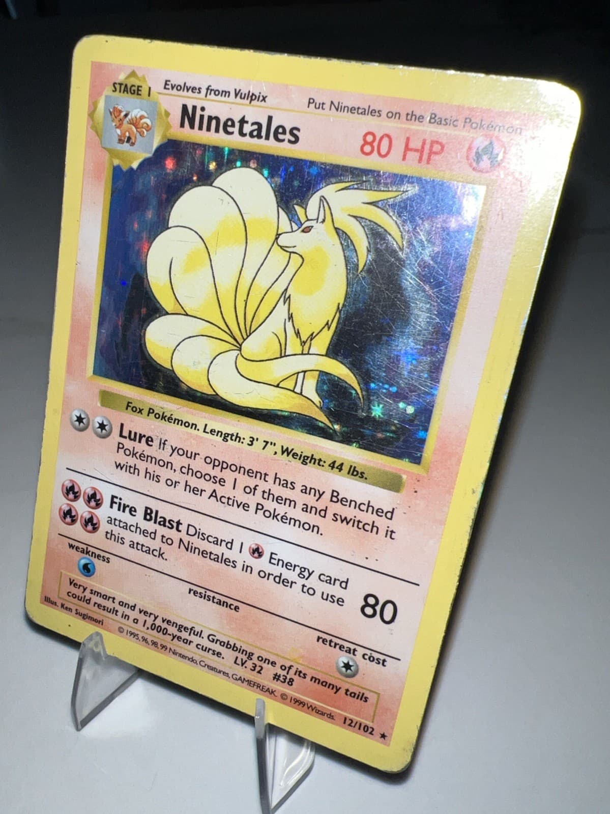 1999 Pokemon Base Set 12/102 Ninetales Holo Shadowless