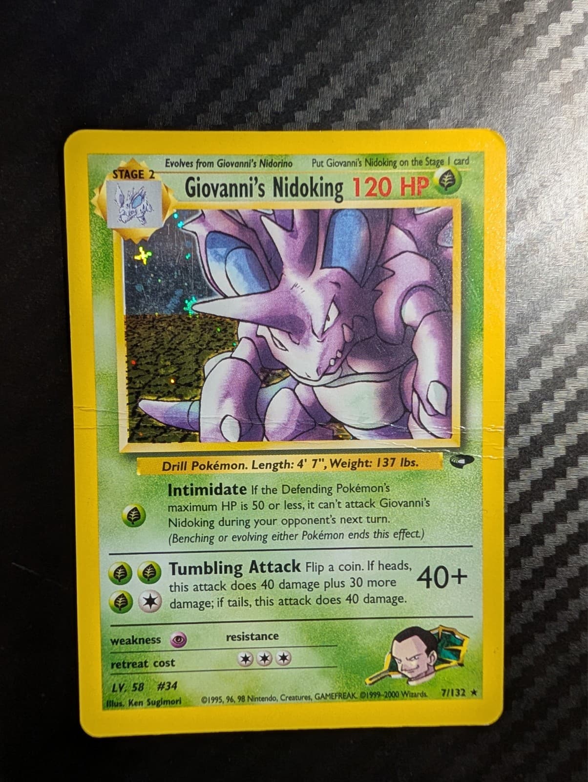 Giovanni's Nidoking 7/132 Gym Challenge Holo HP