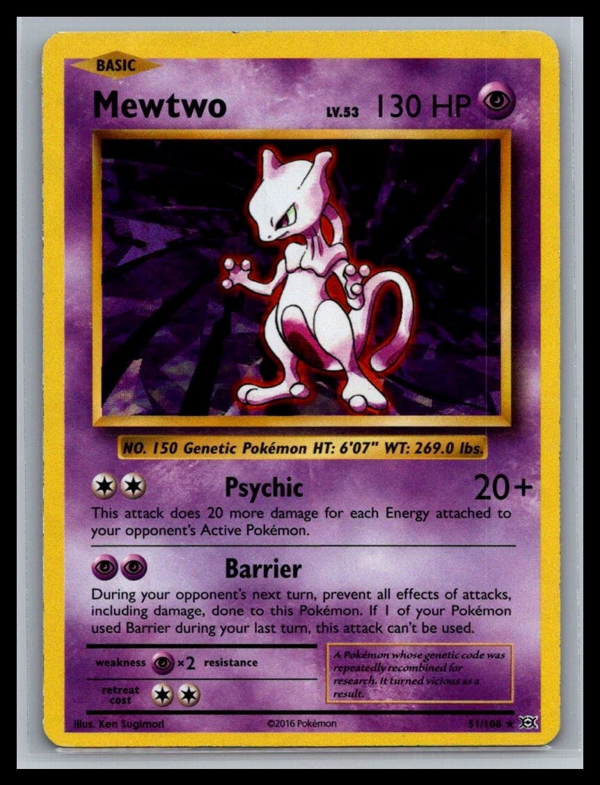 Mewtwo - 51/108 Cracked Ice Holo Rare Deck Exclusives 051/108 LP Pokémon 2016