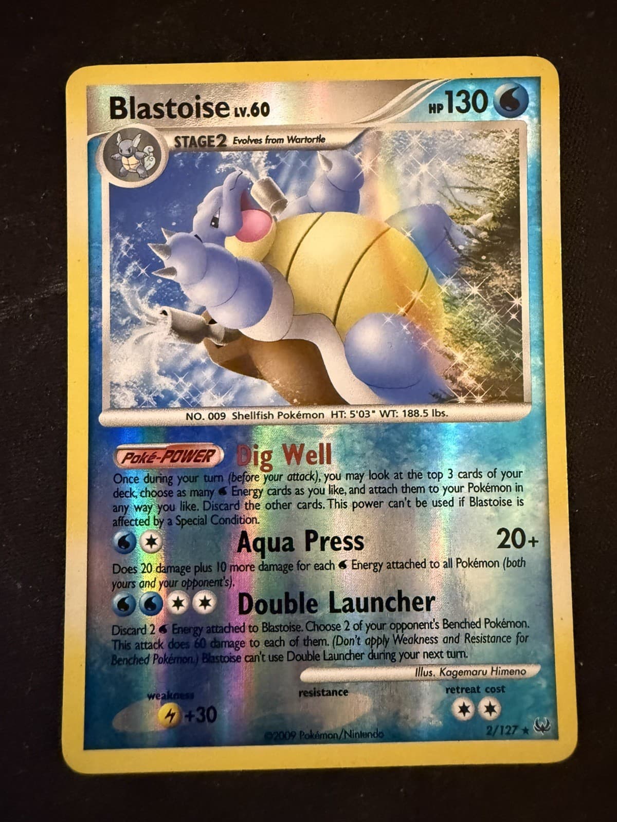 Blastoise 2/127 Platinum 2009 Pokemon Card Reverse Holo TCG English