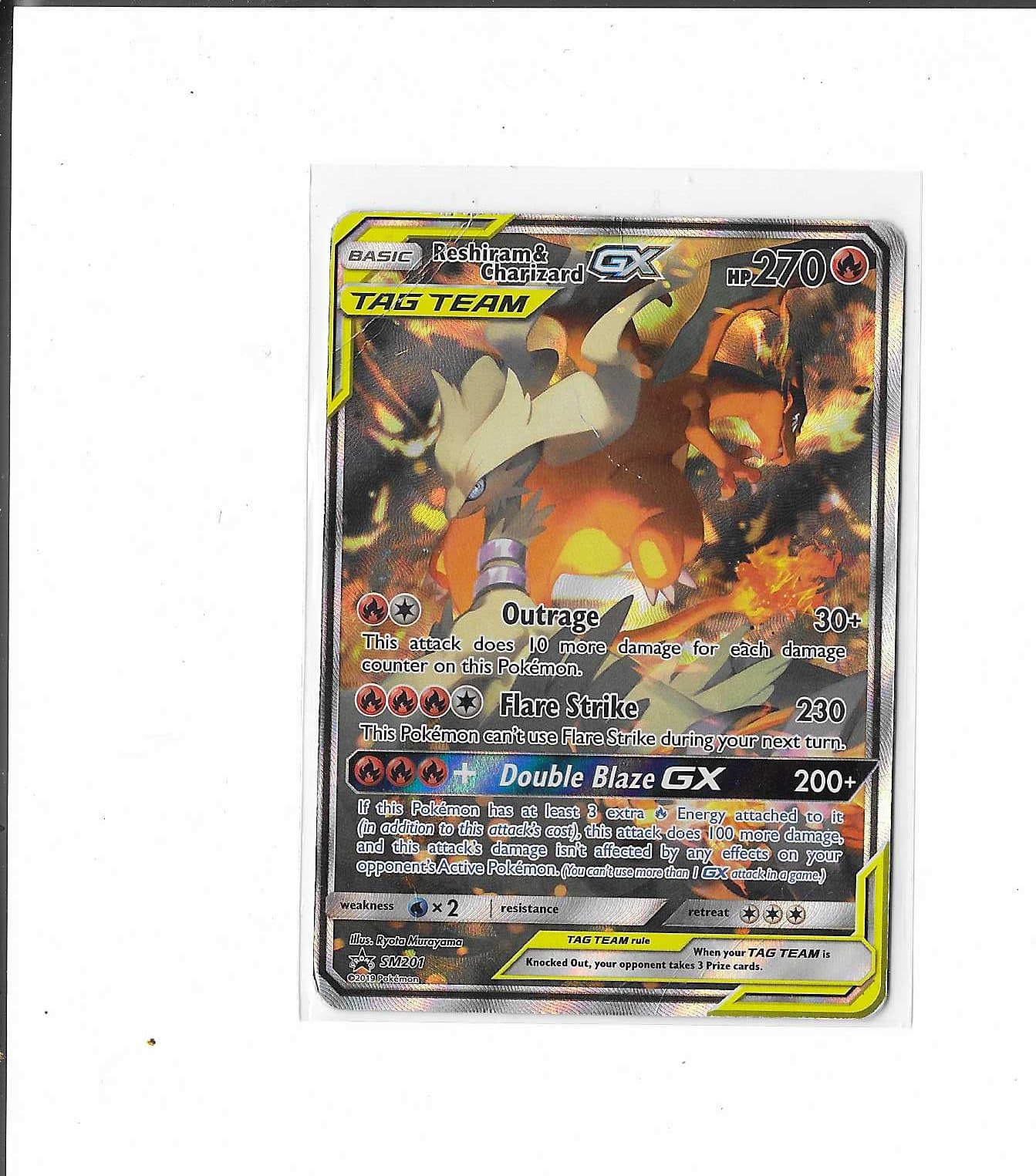 Reshiram & Charizard GX SM201 TAG TEAM Promo Holo 270 HP English dmg