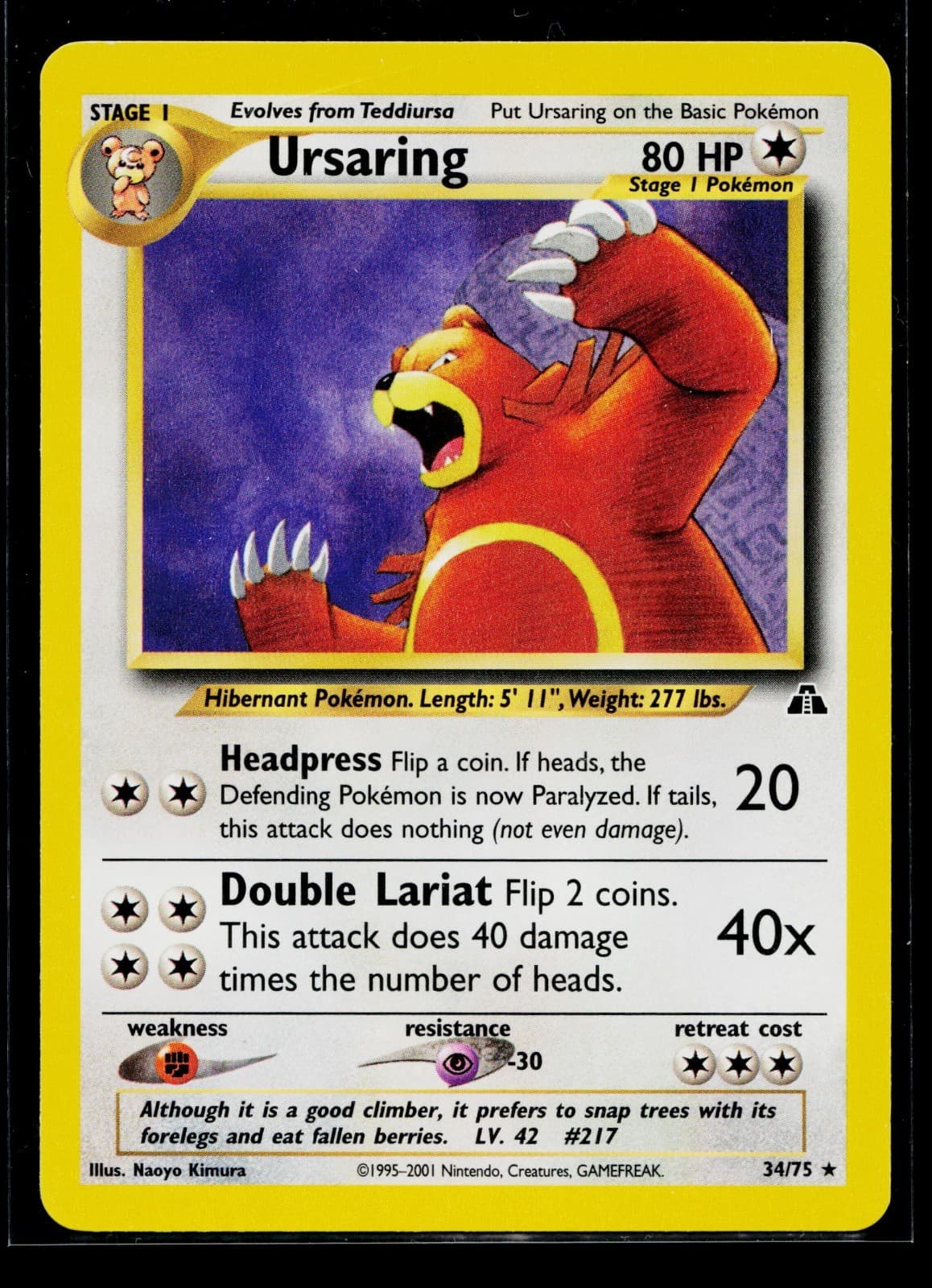 Ursaring (34) Unlimited Rare Neo Discovery 34/75 LP