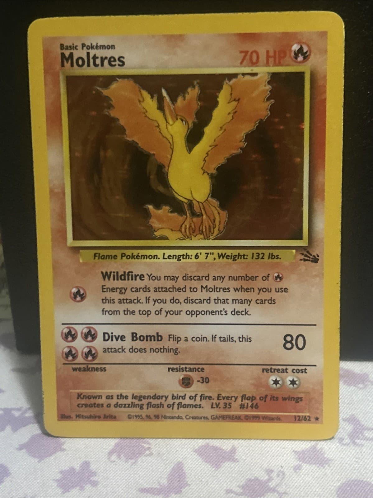 1999 Pokemon Fossil Moltres #12/62
