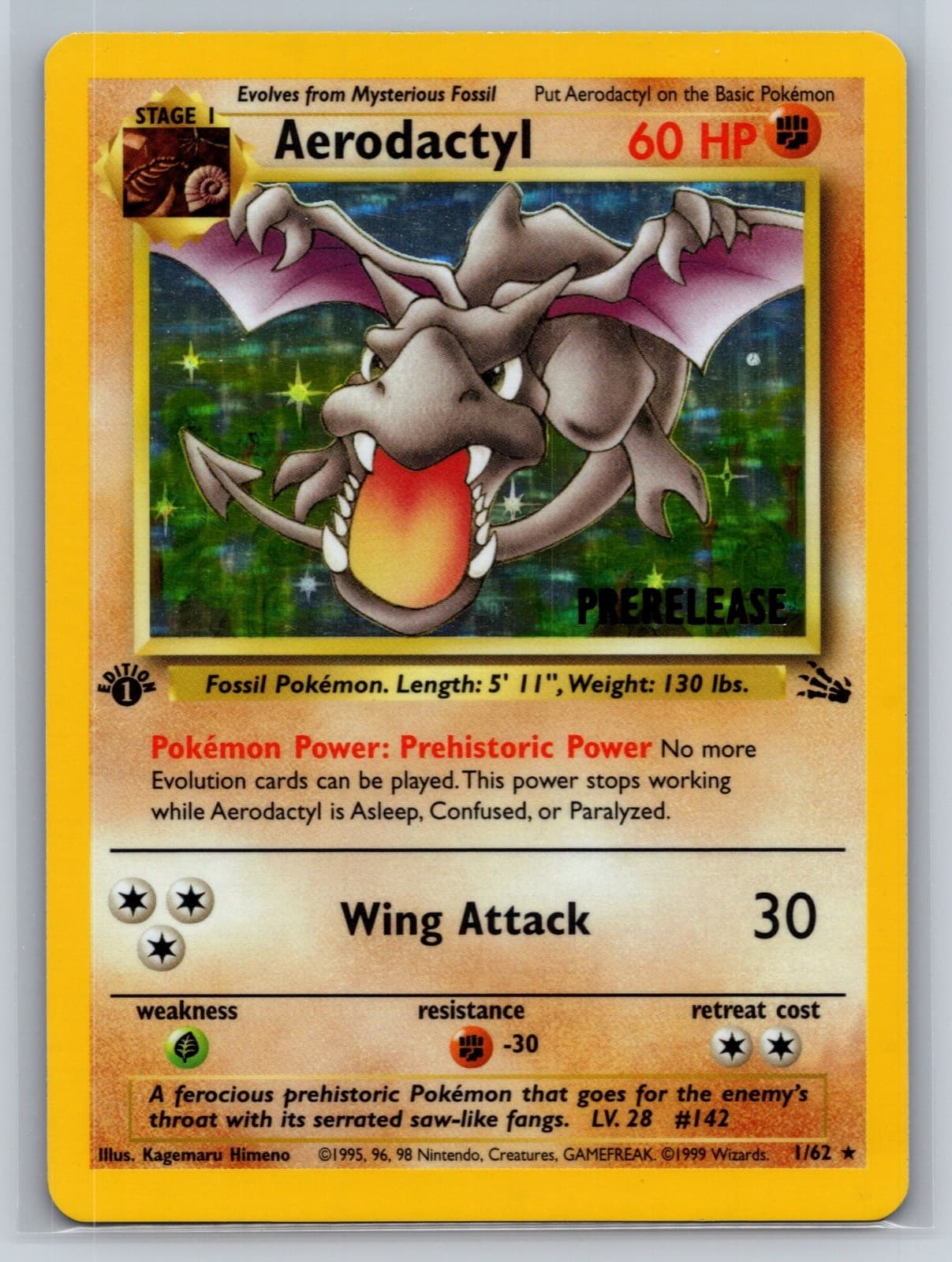 Aerodactyl (Prerelease) 1st Edition Holo Promo WoTC Promo 01/62 NM