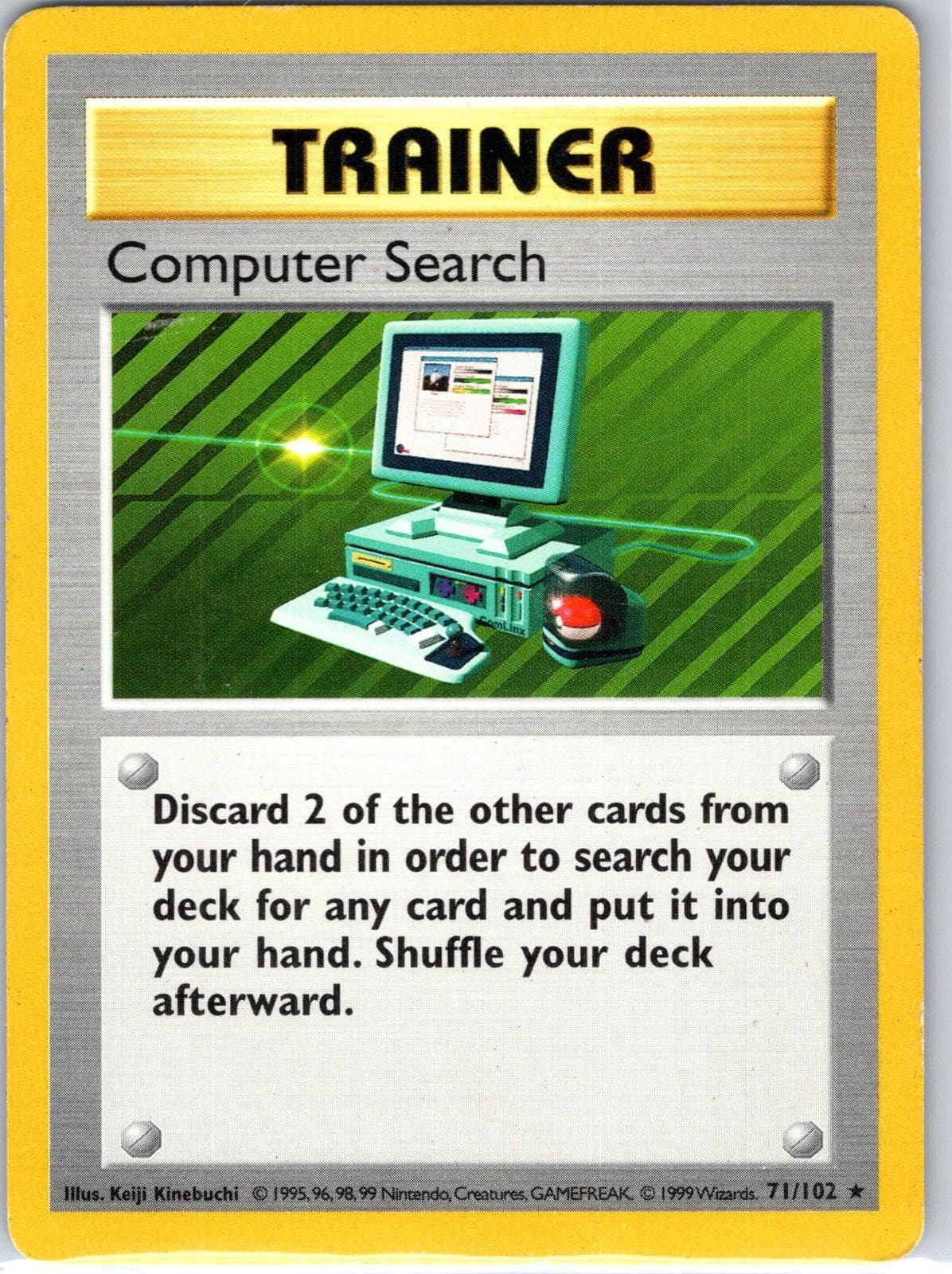 Computer Search 71/102 Rare Base Set Shadowless Pokemon Unlimited LP/MP