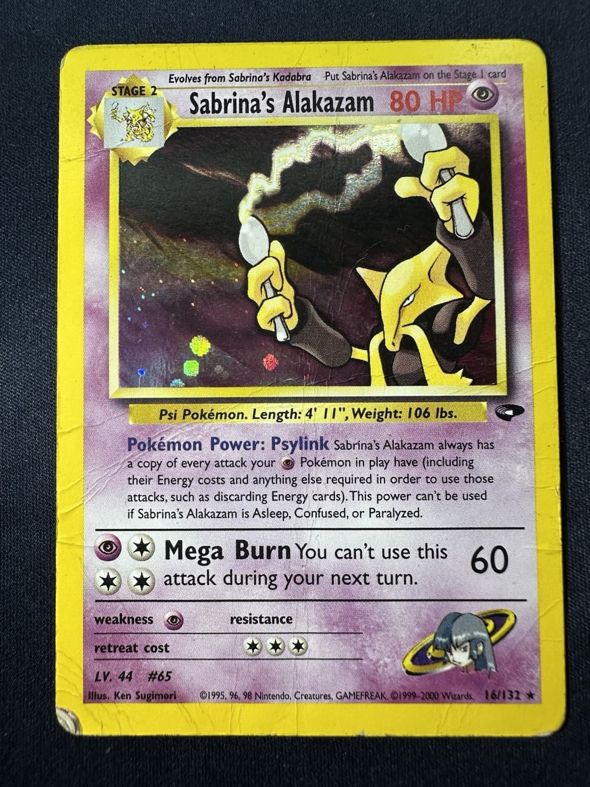 Sabrina's Alakazam Holo Rare Pokémon TCG Card #16/132 Gym Challenge Vintage HP B