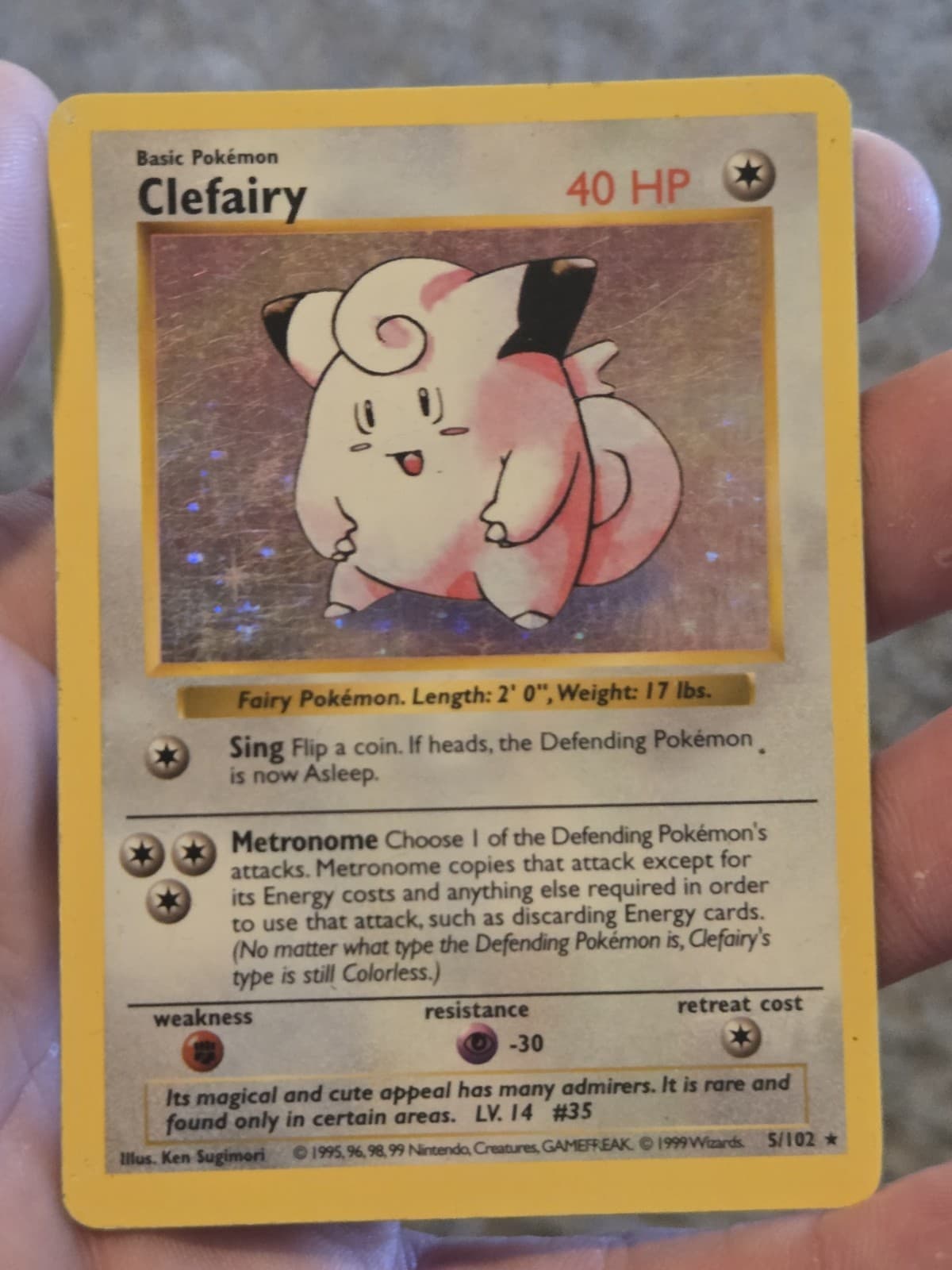 Clefairy Base Set Shadowless Holo 5/102