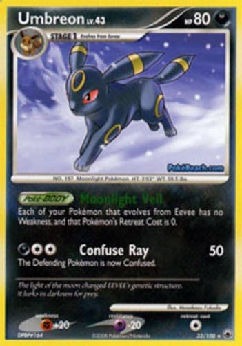 Heavily Played Umbreon - 32/100 - Rare Pokemon Majestic Dawn