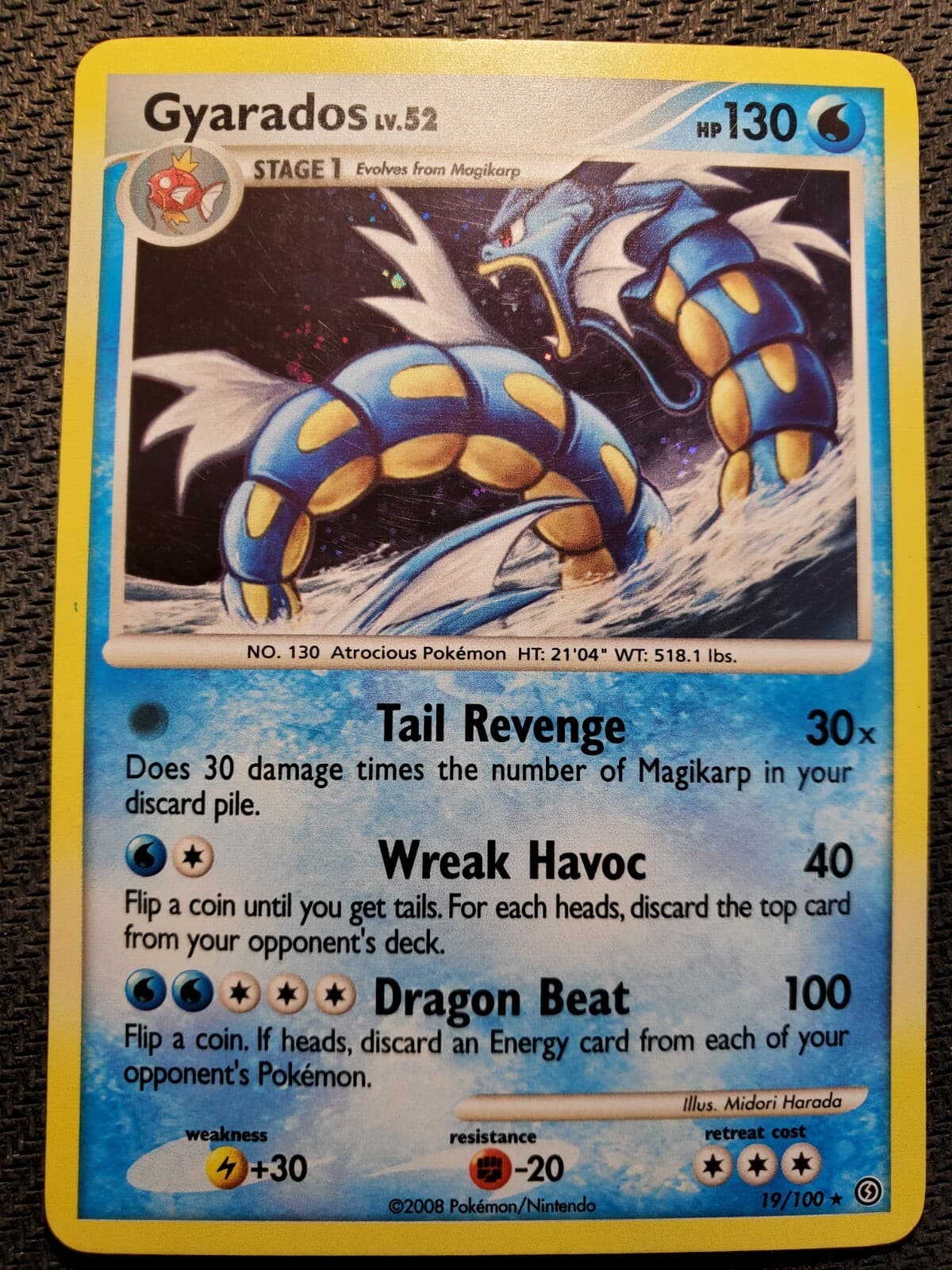 Gyarados 19/100 Stormfront Holo Rare Light Play LP Pokemon DNA GAMES