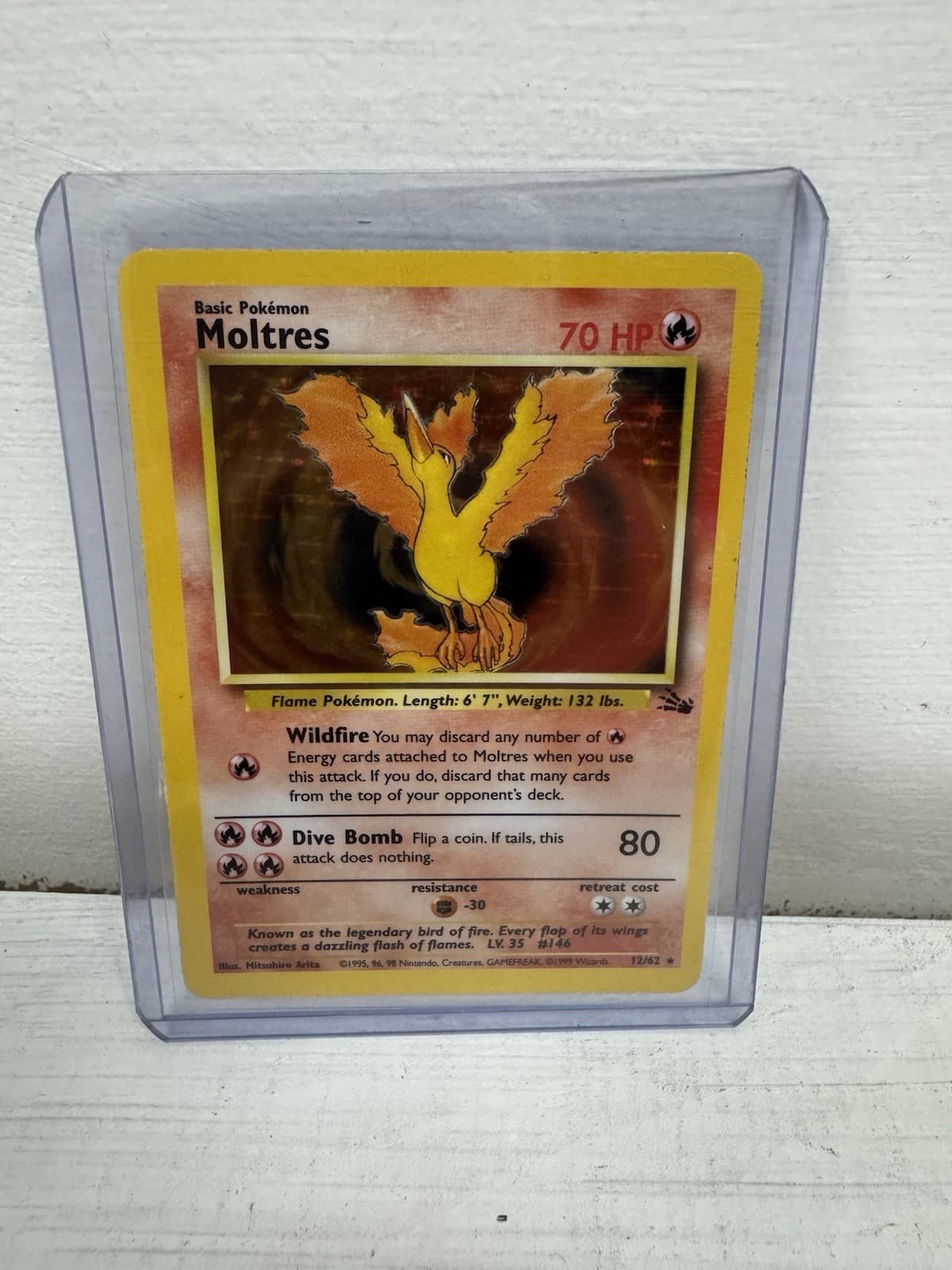 Pokemon Fossil Moltres 12/62 Holo Rare WOTC LP-MP