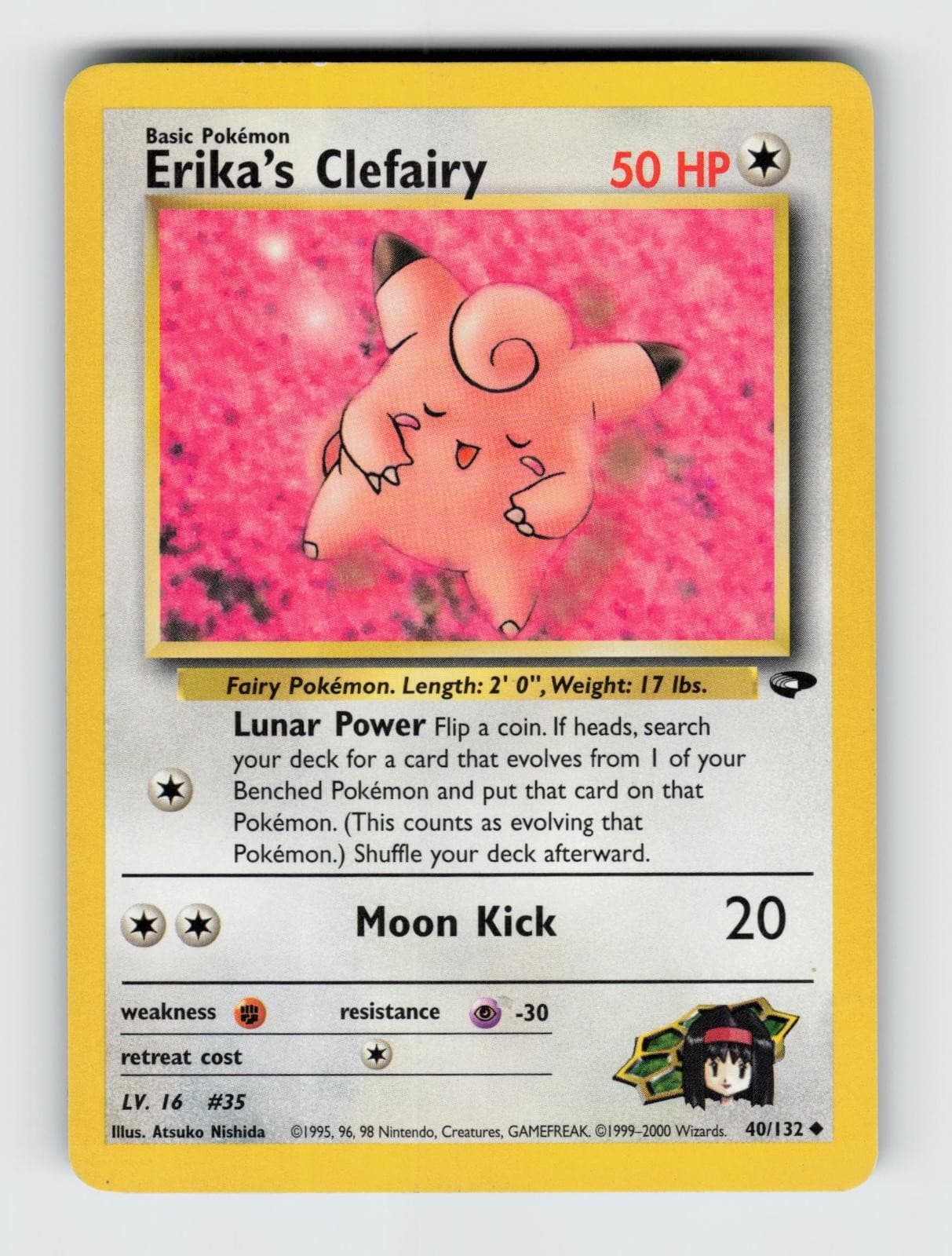 Erika's Clefairy 40/132 Unlimited Uncommon Gym Challenge Pokemon 2000 LP