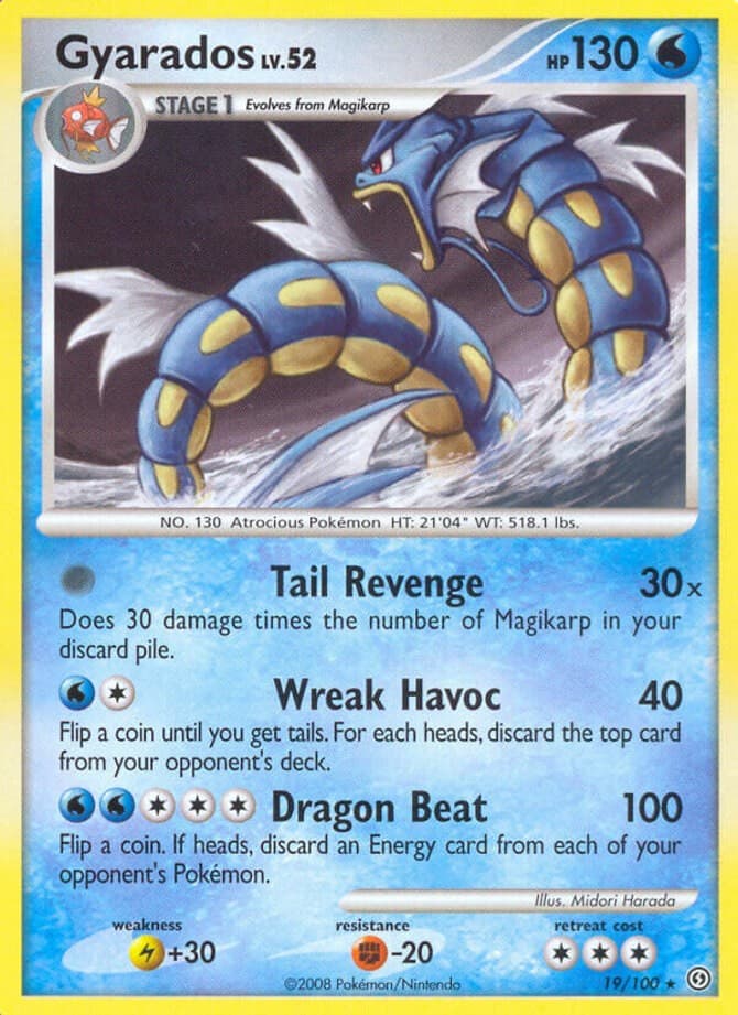 Moderately Played, English - 1 x Pokemon Gyarados - 19/100 - Rare Stormfront