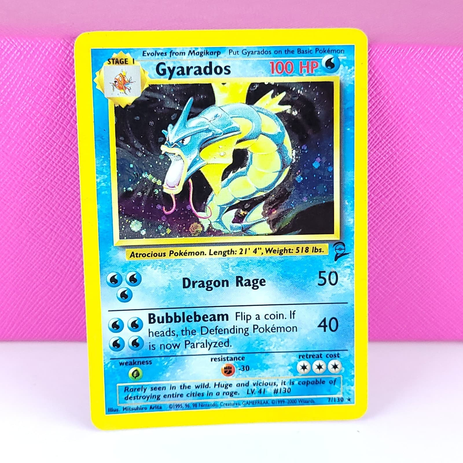 Gyarados 7/130 Holo Rare Base Set 2 Pokemon HP