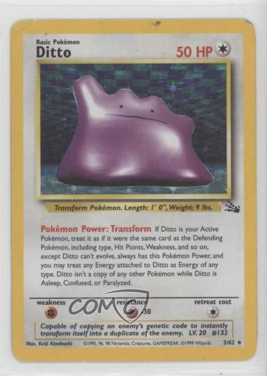 Ditto Holo Pokemon Fossil #3 1999