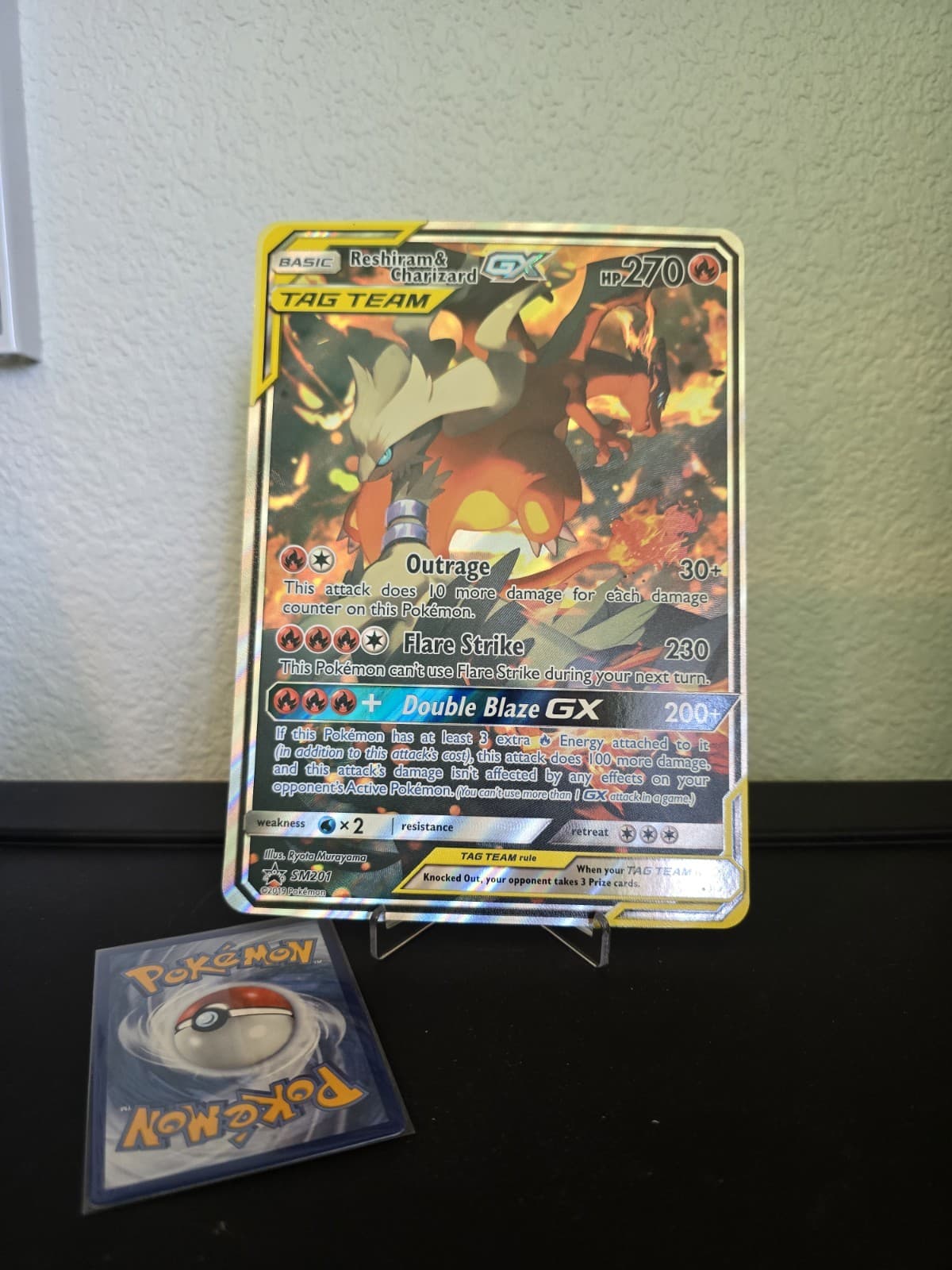 2021 RESHIRAM & CHARIZARD GX TAG TEAM JUMBO BLACK STAR PROMO SM201 POKÉMON