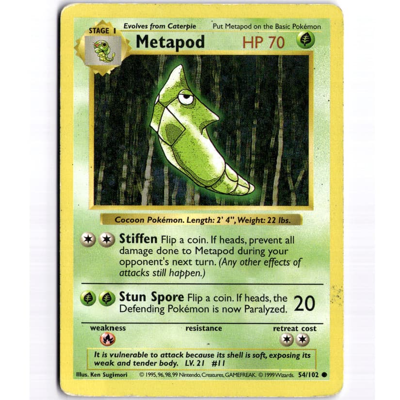 Metapod Common Unlimited - 054/102 - Base Set (Shadowless) - HP