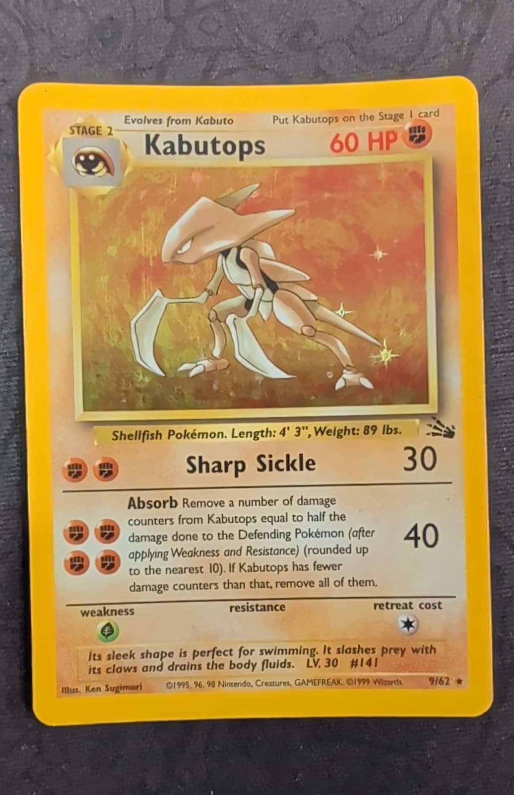 Kabutops 9/62 Fossil Holo Pokemon