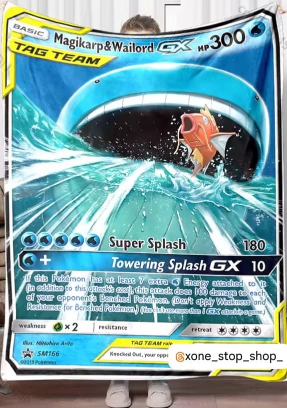 Pokémon TCG Magikarp & Wailord GX Tag Team Black Star Promo SM166 Card BLANKET