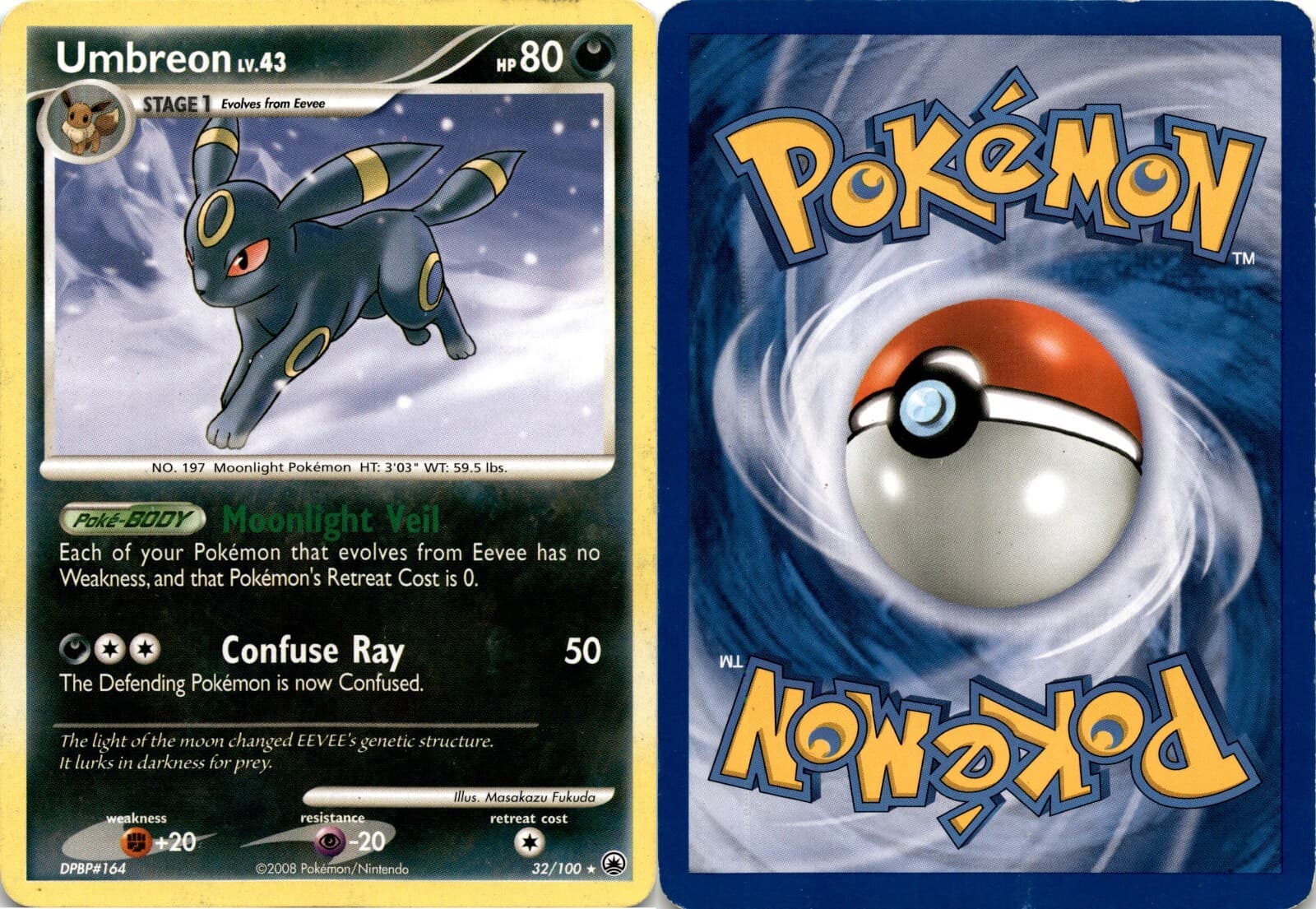 2008 Pokemon, Majestic Dawn, #32/100 Umbreon LV.43, Rare