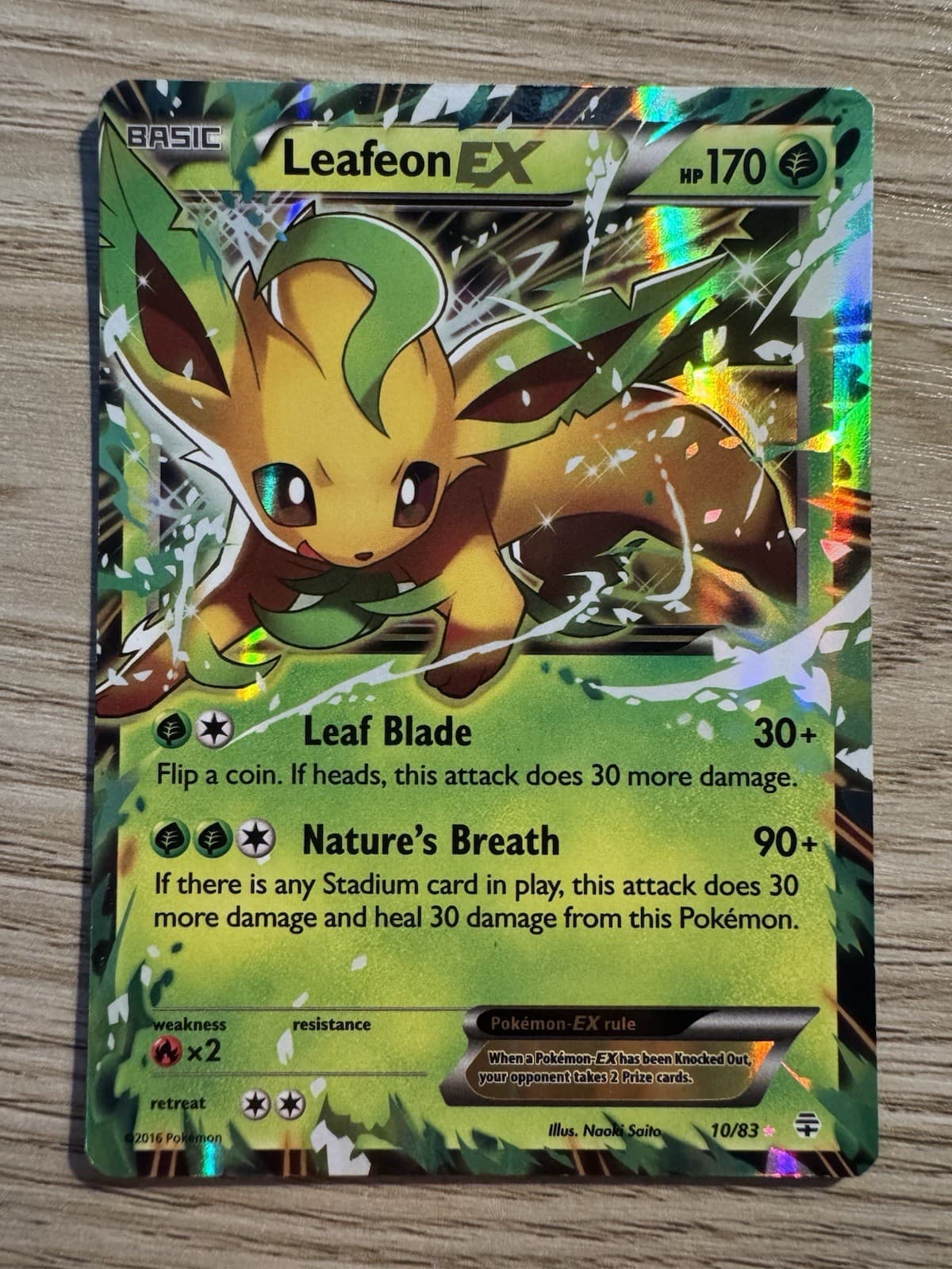 Pokémon TCG Leafeon EX Holo Rare Card 10/83 XY Generations