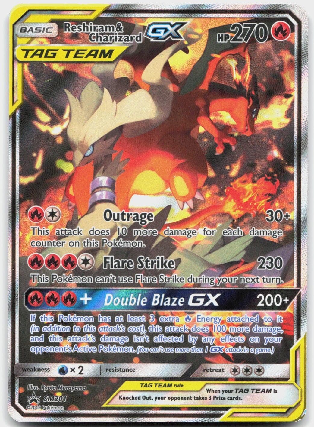 Reshiram & Charizard GX - SM201 Holo Promo Sun & Moon Promo Pokemon Holo LP
