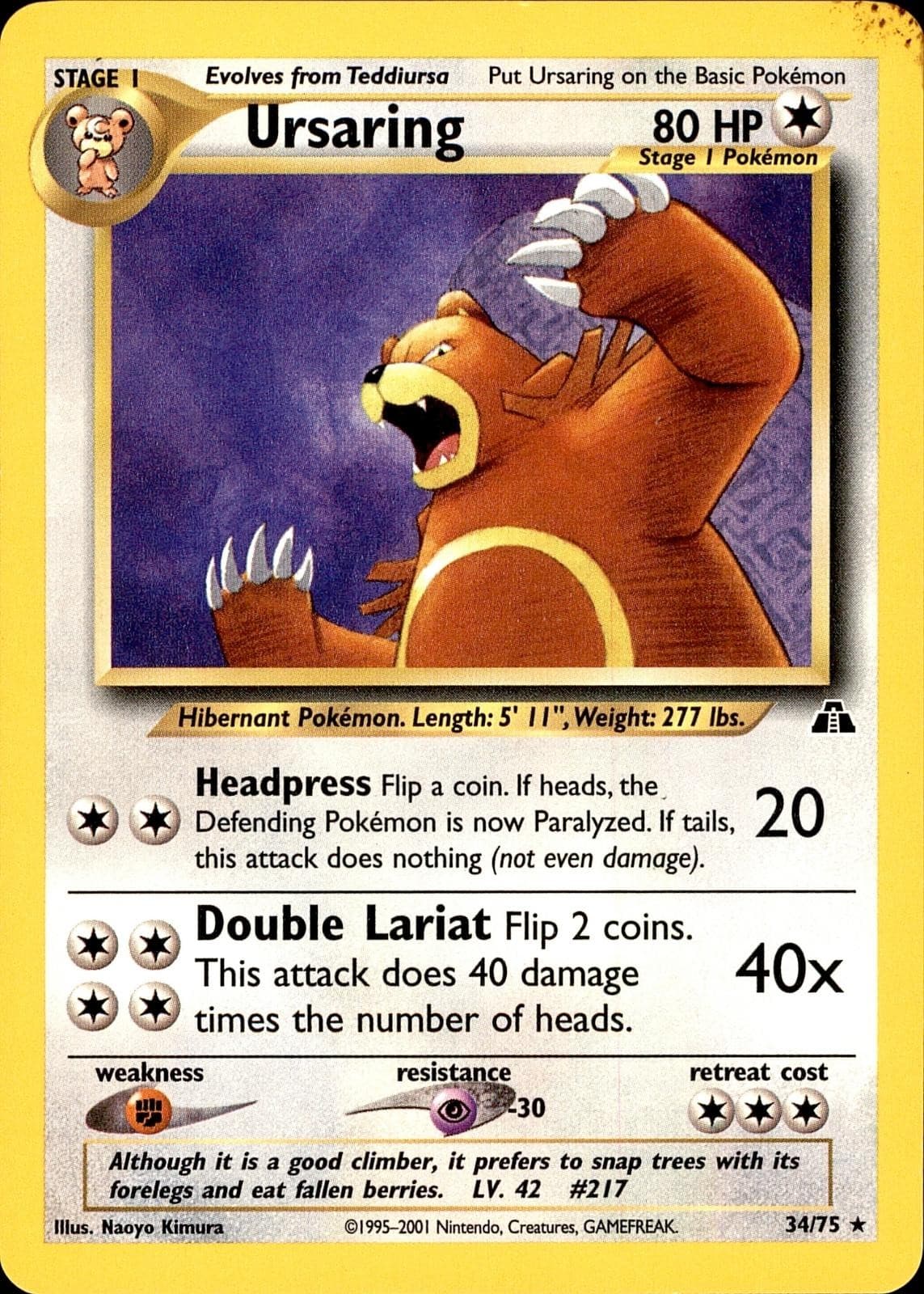 POKEMON URSARING 34 NEO DISCOVERY 75 RARE UNLIMITED MP