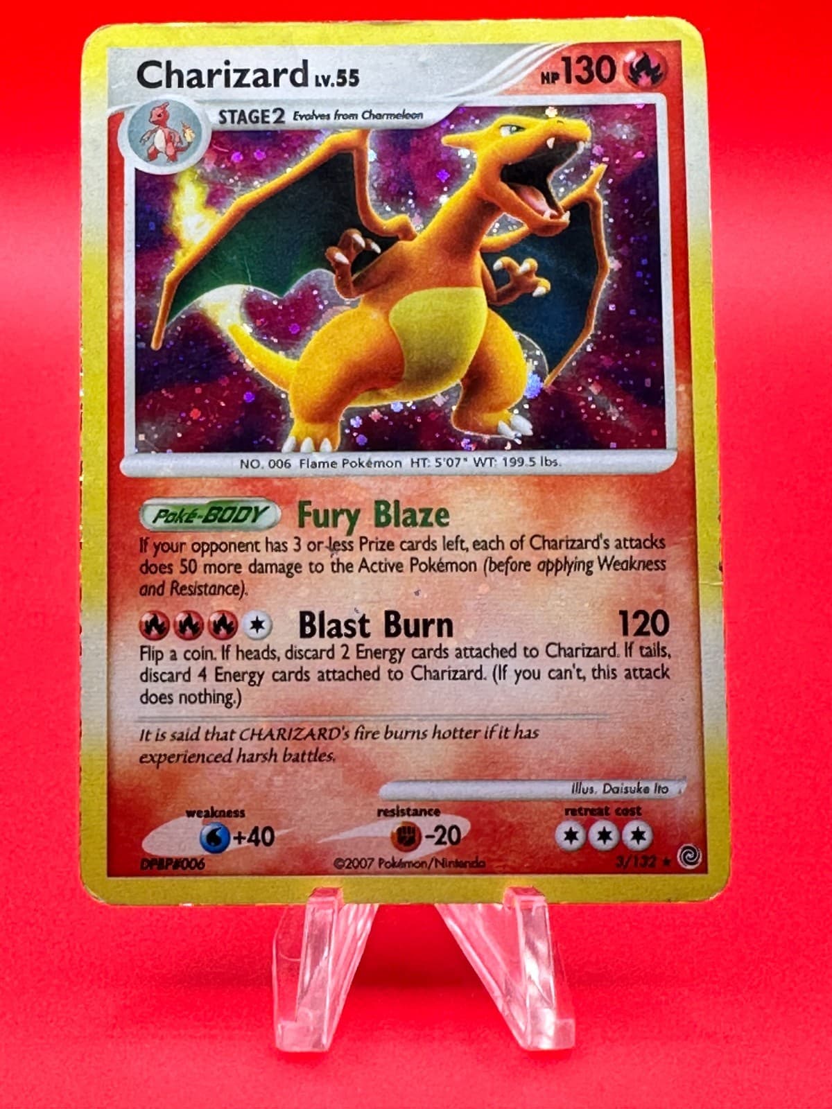 Charizard 3/132 Holo Bleed Rare Secret Wonders Pokemon MP/HP
