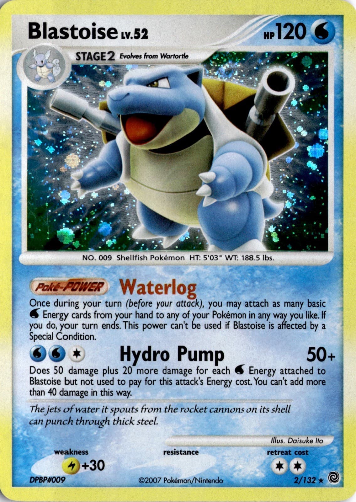 Blastoise 2/132 Holo Rare Secret Wonders Lightly Played (Holo Bleed Error)