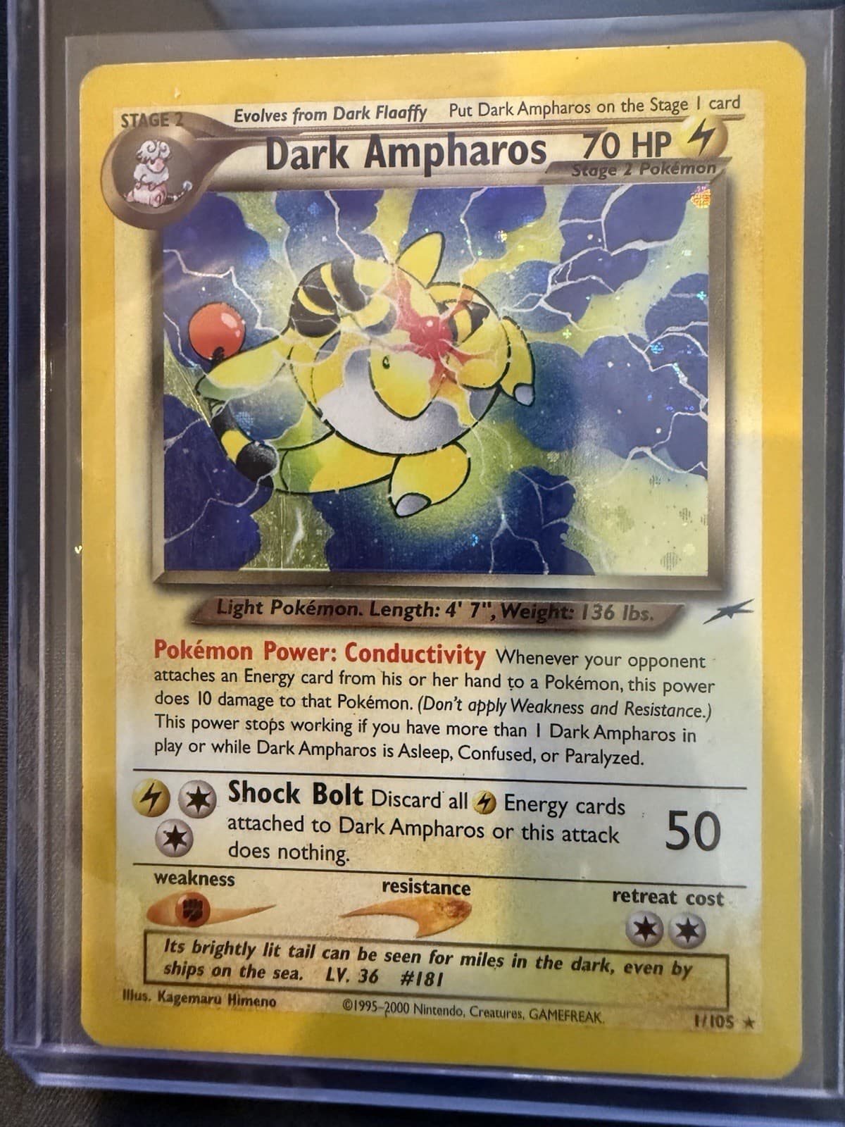 Pokemon Dark Ampharos Holo Card 1/105 Neo Destiny