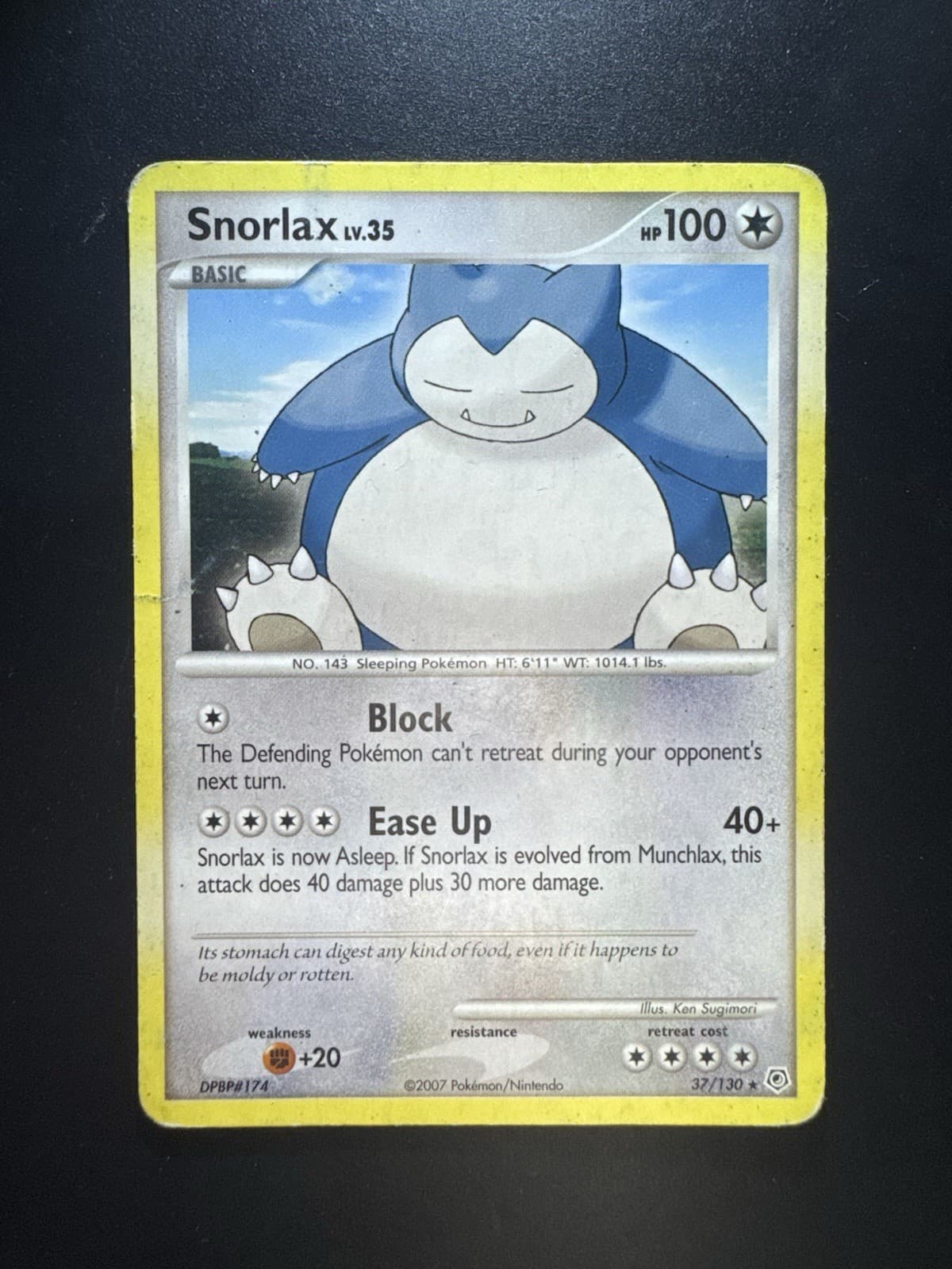 Pokemon TCG Diamond and Pearl Snorlax 37/130 Rare Regular 2007 - HP 100