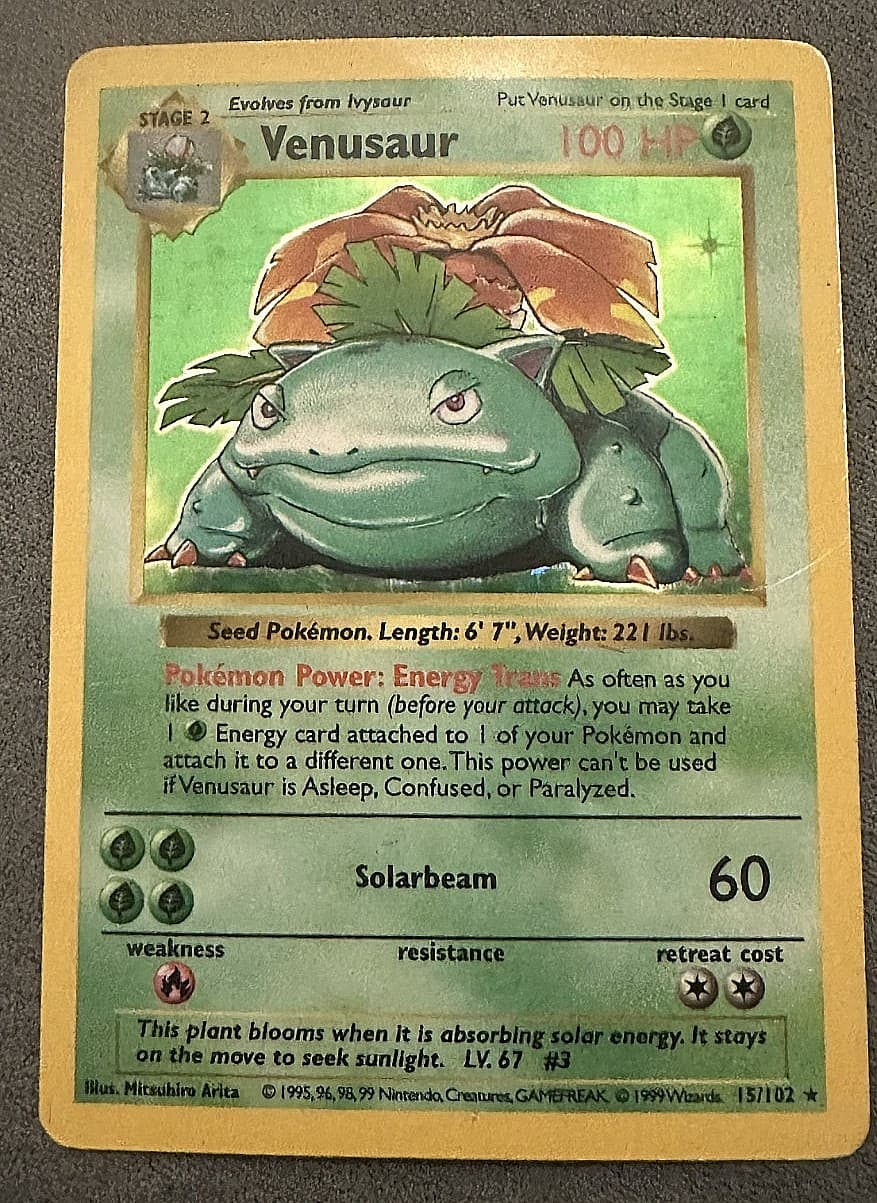 Venusaur 015/102 Base Set (Shadowless) Holo