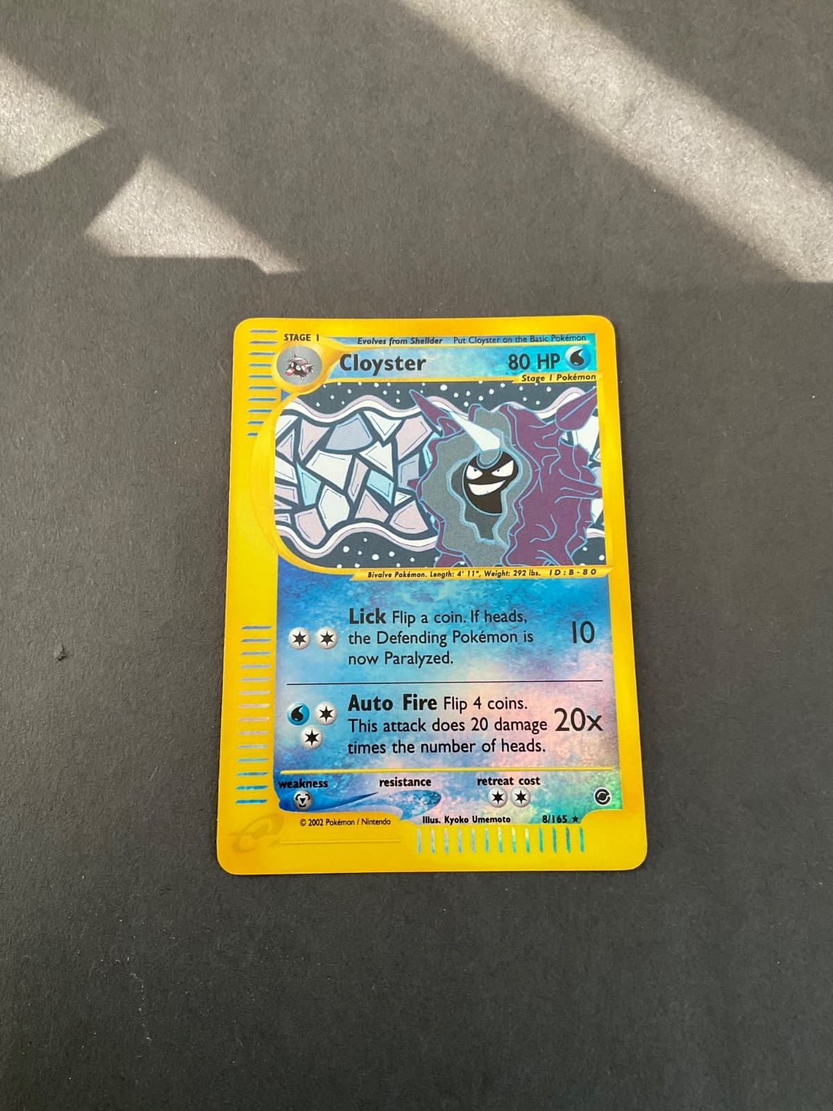 2002 Pokemon Expedition Cloyster Reverse Holo #8/165 LP EX
