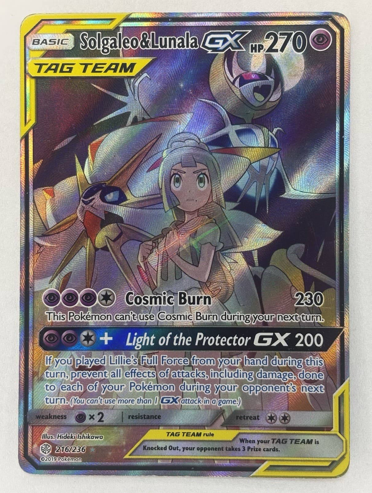 Solgaleo & Lunala GX 216/236 SM-Cosmic Eclipse TAG TEAM Full Art Holo LP
